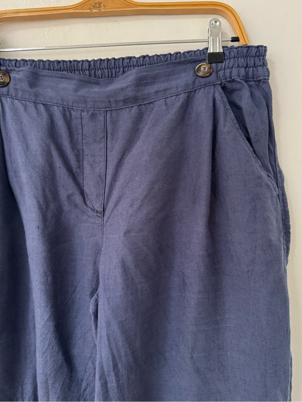 MAT DE MISAINE wide pull on linen pants navy size LARGE / 12 - Picture 2 of 9